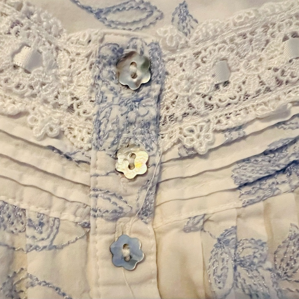 Eileen West White Cotton Embroidered Cap Sleeve Ballet Gown S - Picture 4 of 9